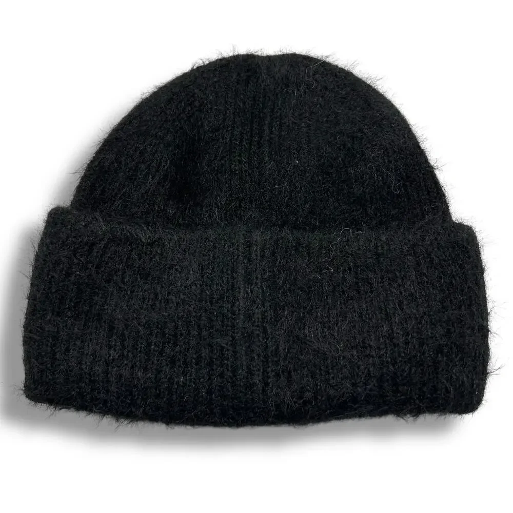 NEW Soia & Kyo Black Beanie Hat Fold Over Jaya Winter Ribbed Soft Cozy NWT - Picture 3 of 9